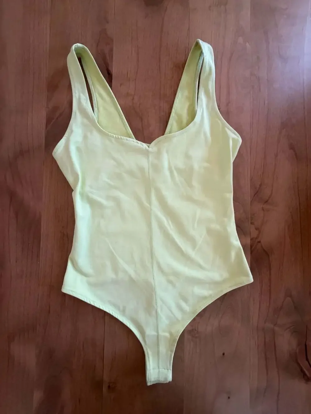 Intimately Free People V-Neck Thong Bodysuit in Lime Green XS